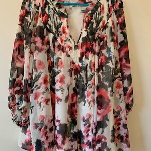 Rose & Olive Pink and Black Floral Blouse